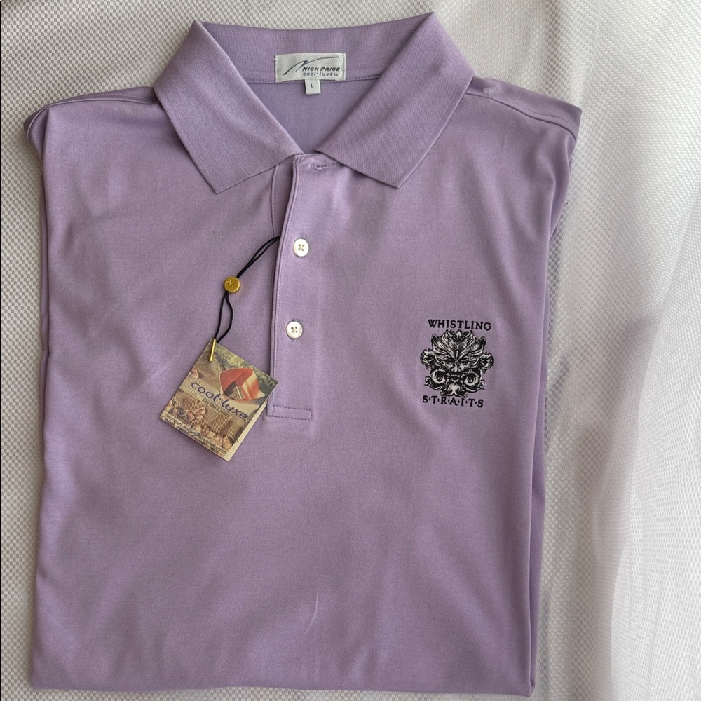 NWT - Cool Luxe Purple Nick Price Men's Whistling Straits Golf Shirt - L